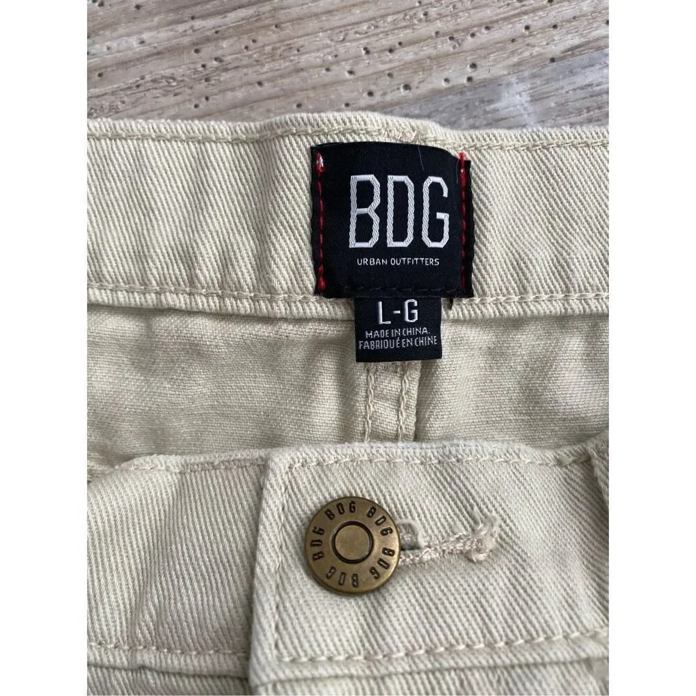 BDG Urban Outfitters Denim Jean Skirt Tan Distressed Women’s Size Large